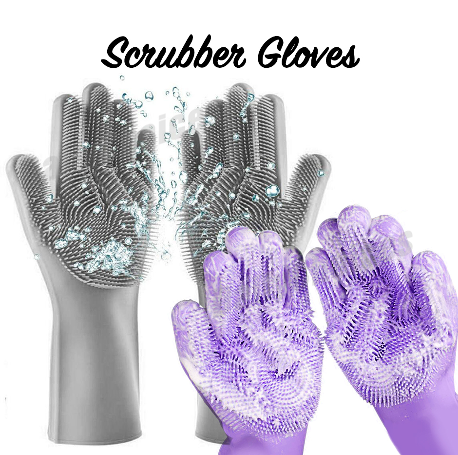 purple dish gloves